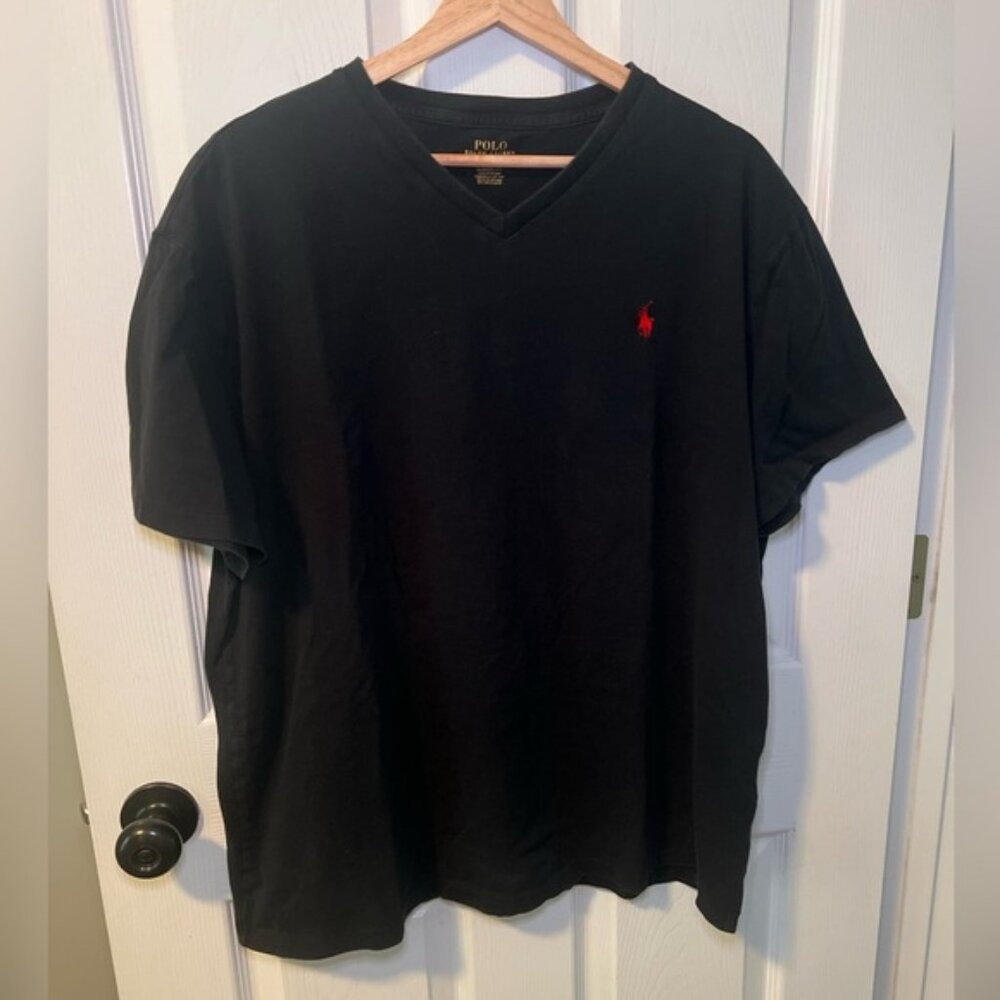 Polo by Ralph Lauren Black V-Neck Men's Shirt Size XL